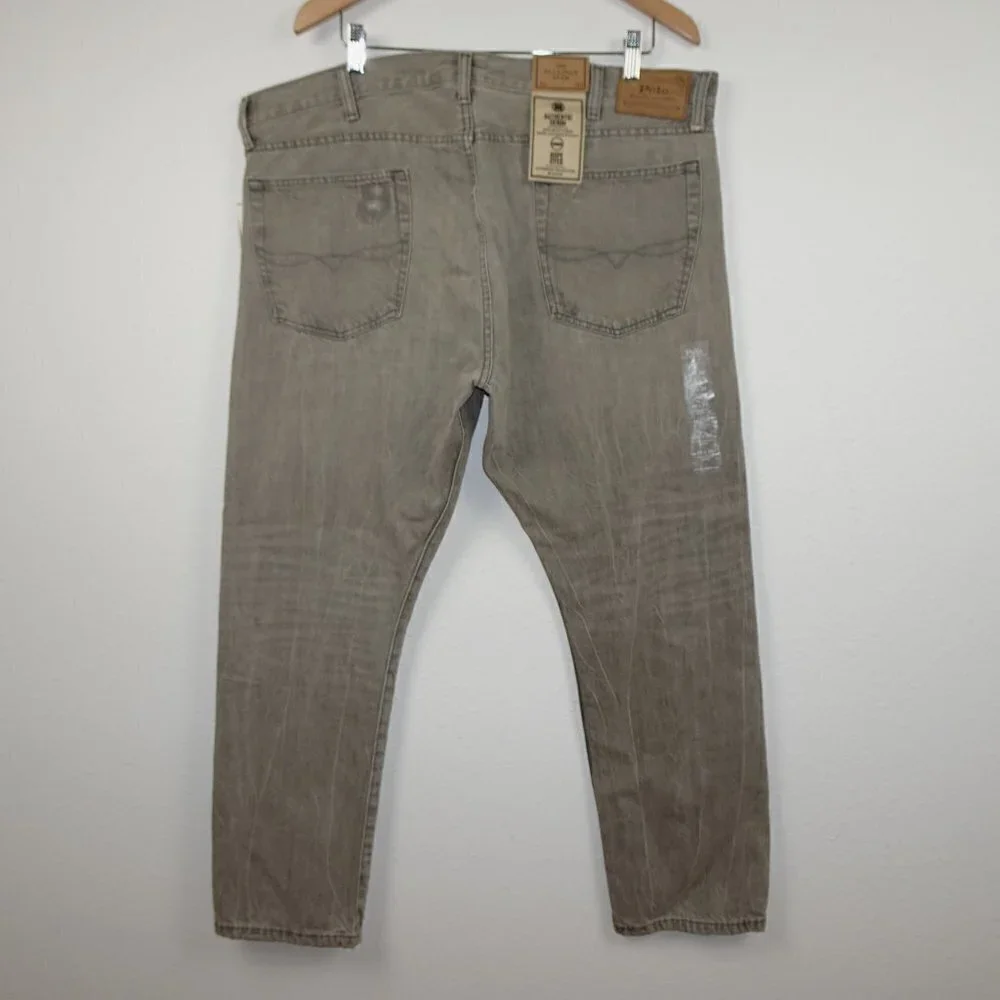 Polo Ralph Lauren Jeans Men's 40x30 Sullivan Slim Distressed Repaired Gray Denim